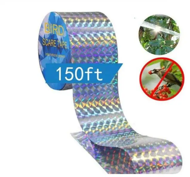 

Bird Scare Tape Holographic Repellent Double Sided Reflective Scarecrow Ribbon Flash Bird Deterrent Tape