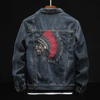autumn and winter 2022 denim jacket mens trend korean indian heavy industry embroidery slim size motorcycle jacket clothes