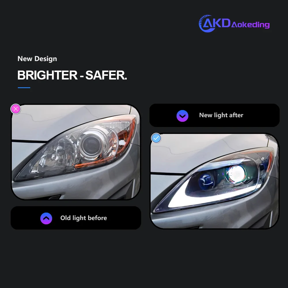 Фара AKD для Mazda 3 светодиодная фара 2011-2015 фары DRL указатель поворота дальний свет