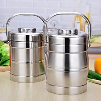 portable stainless steel lunch box with 2 interval thermal food storage container large outdoor travel picnic student bento box