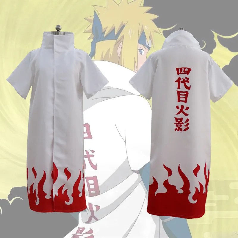 

Naruto Shippuden Cosplay Cloak 4th and 6th Hokage Cloak Robe White Cape Dust Coat Unisex Fourth Hokage Namikaze Minato Uniform