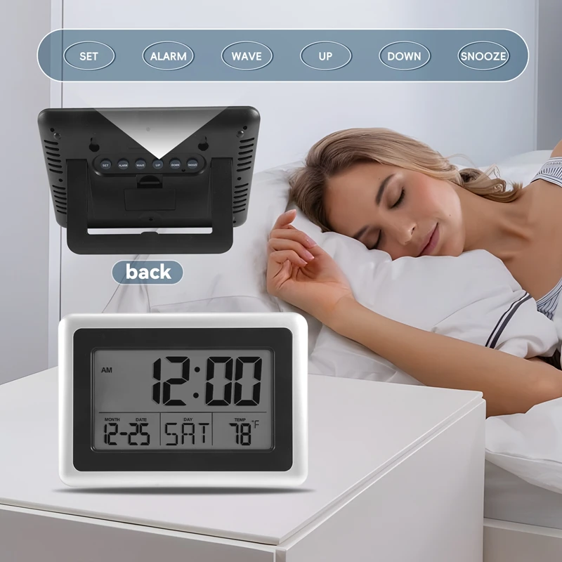 Цифровые настенные часы Atomic большой ЖК-дисплей работает от аккумулятора