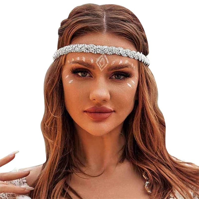 

Bridal Wedding Party Headband Bohemian Rhinestones Hairband Tiaras Crystals Headpiece Girls Headdress Hair Decors