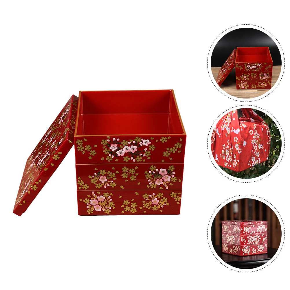 

Kids Snack Container Japanese Sushi Box Portable Case Food Storage Multi-layer Three-layer Student