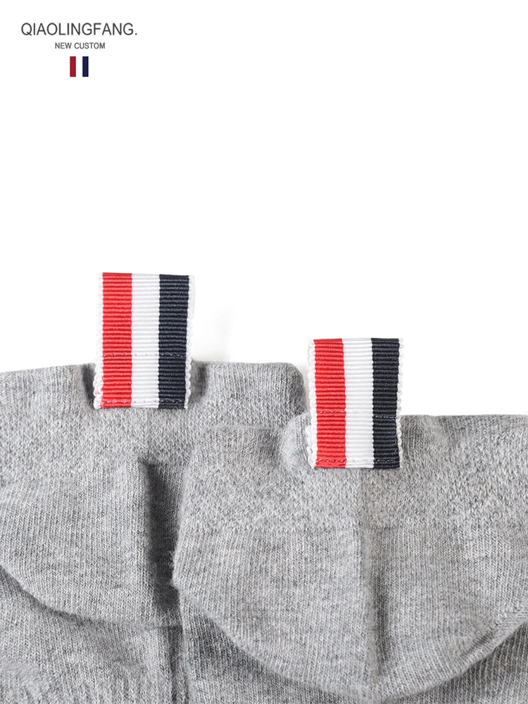 6 pairs TB short socks pure cotton men's and women's couples webbing tb short tube tide brand black and white gray socks