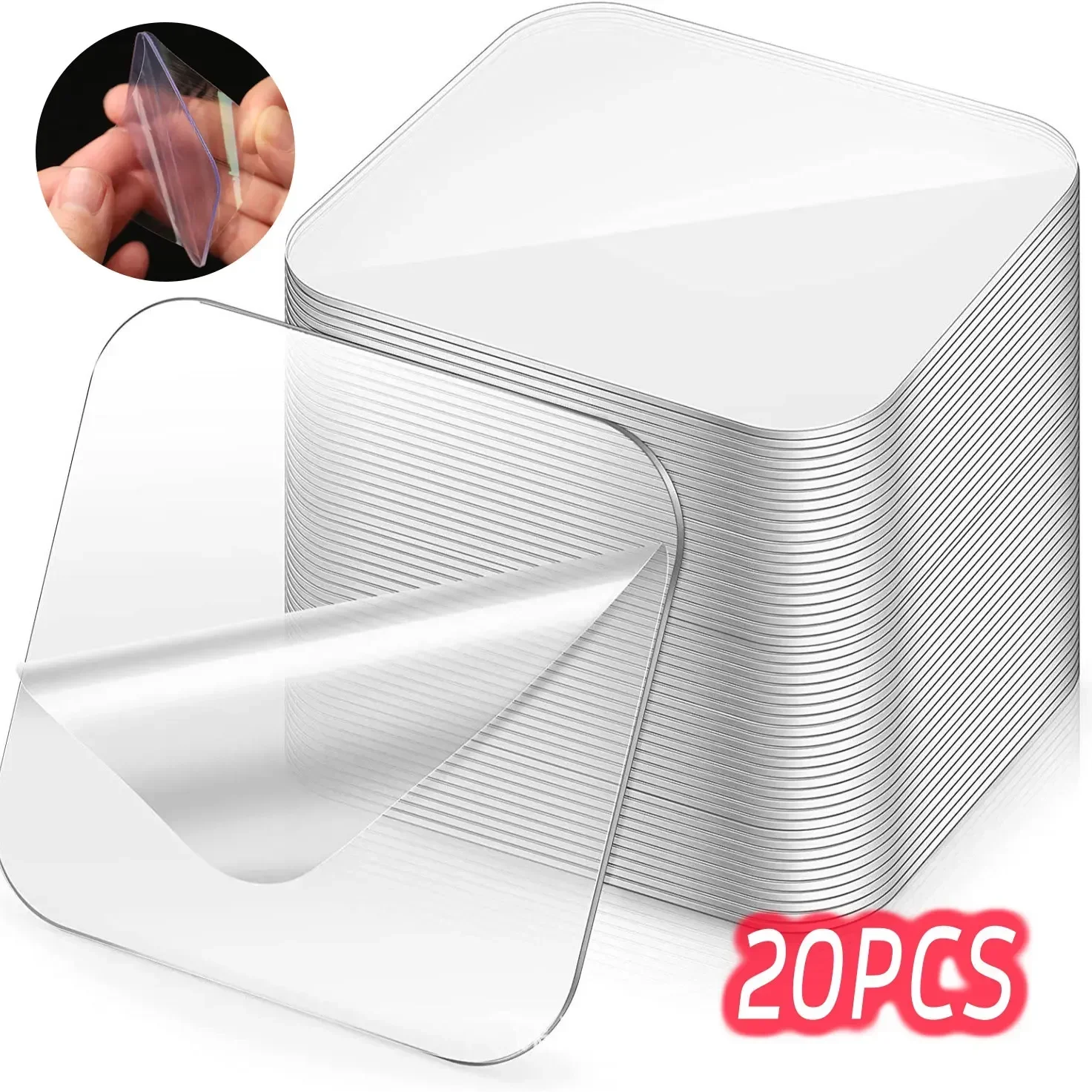 Прочная двусторонняя лента многоразовые ПВХ прозрачные квадратные настенные