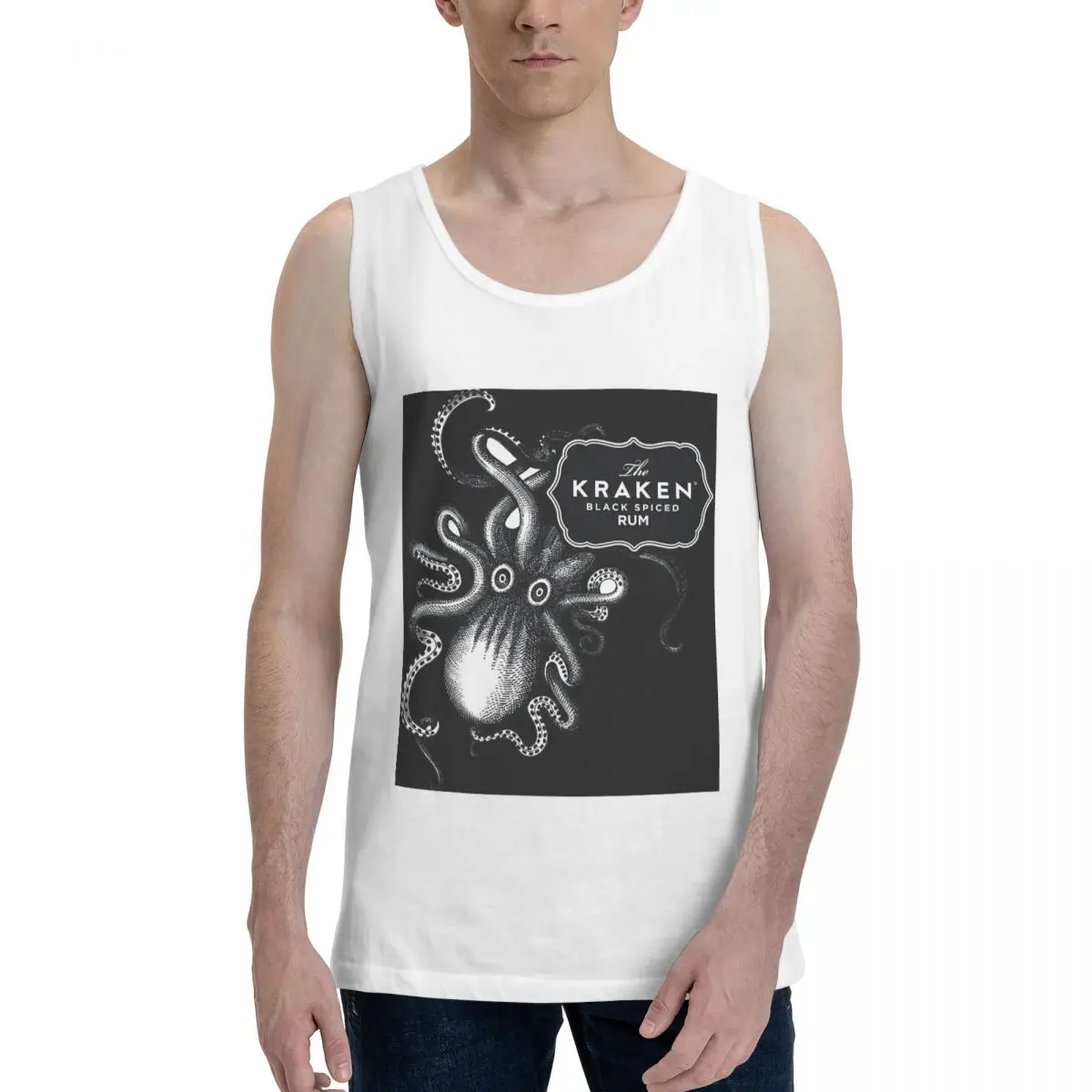 Фото Мужская толстовка Kraken Rum из 100% хлопка, одежда без рукавов, футболки, мужские майки, футболка №1