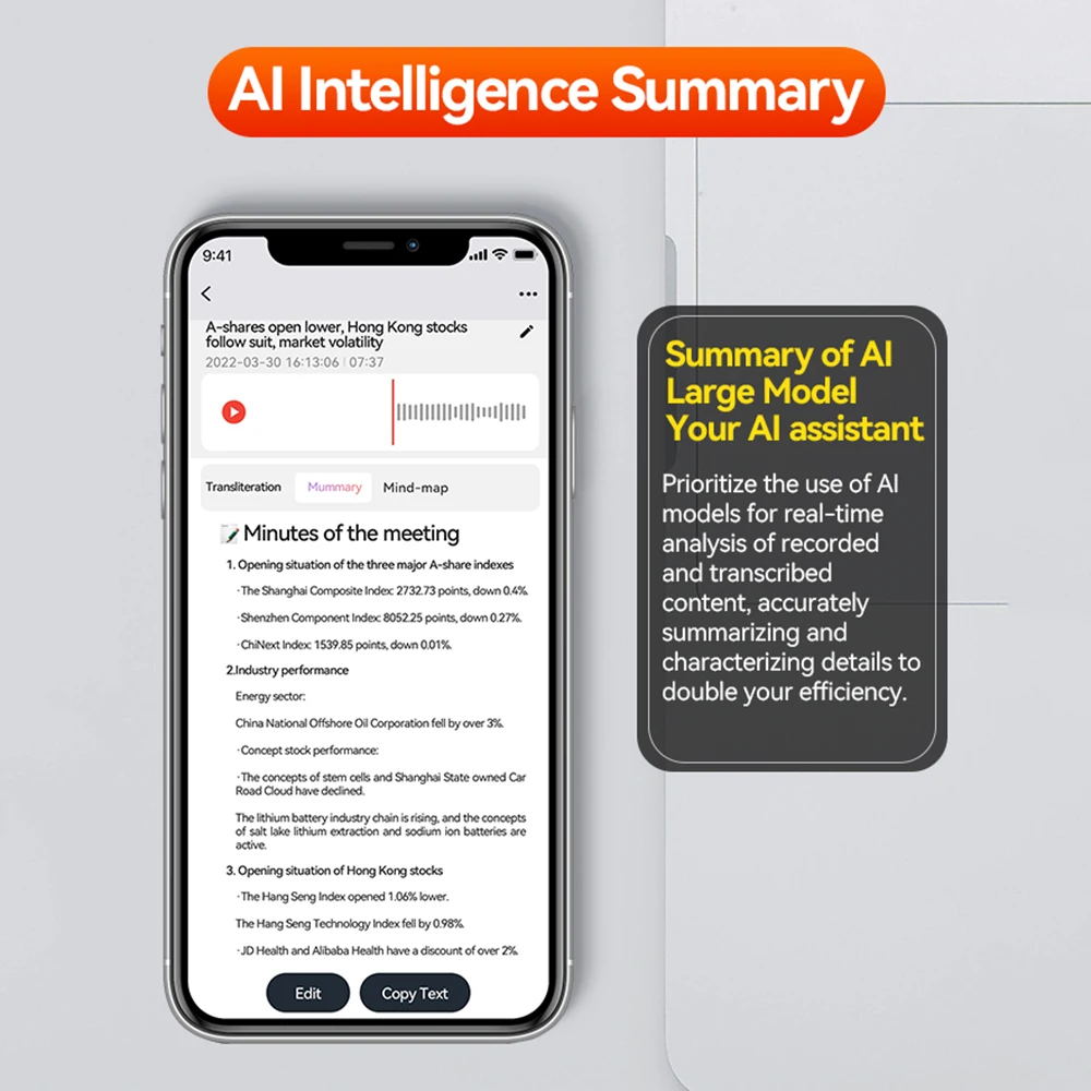 Интеллектуальный активированный цифровой диктофон с искусственным интеллектом