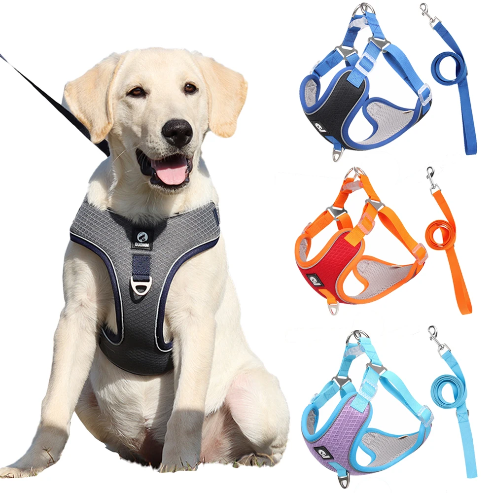 

Воздухопроницаемая шлейка для собак, регулируемый поводок для собак среднего и крупного размера, для прогулок и бега