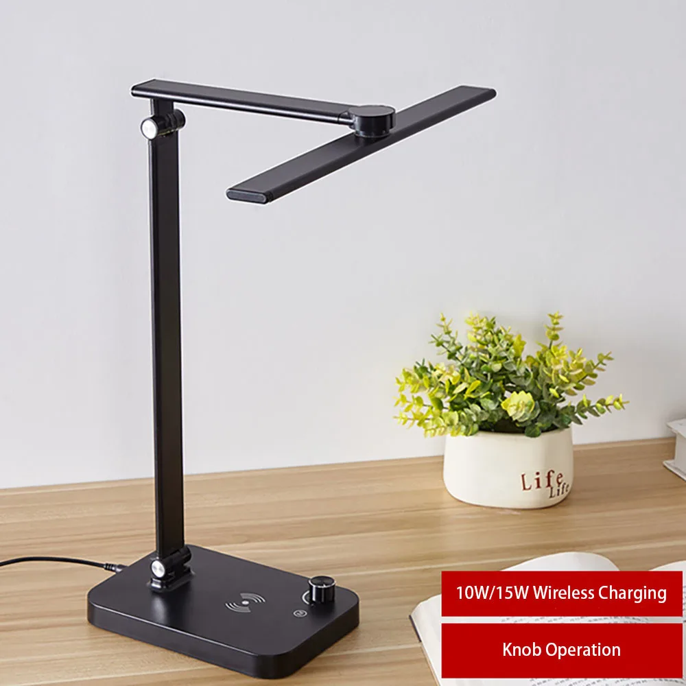 

Wireless Charging LED Table Lamp Aluminum Desk Lamps Reading Light Bedside Night Light College Dormitory Reading Light