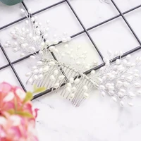 bridal pearl hair comb silver color pearl crystal wedding hair combs hair accessories for bridal flower headpiece women jew j4m9
