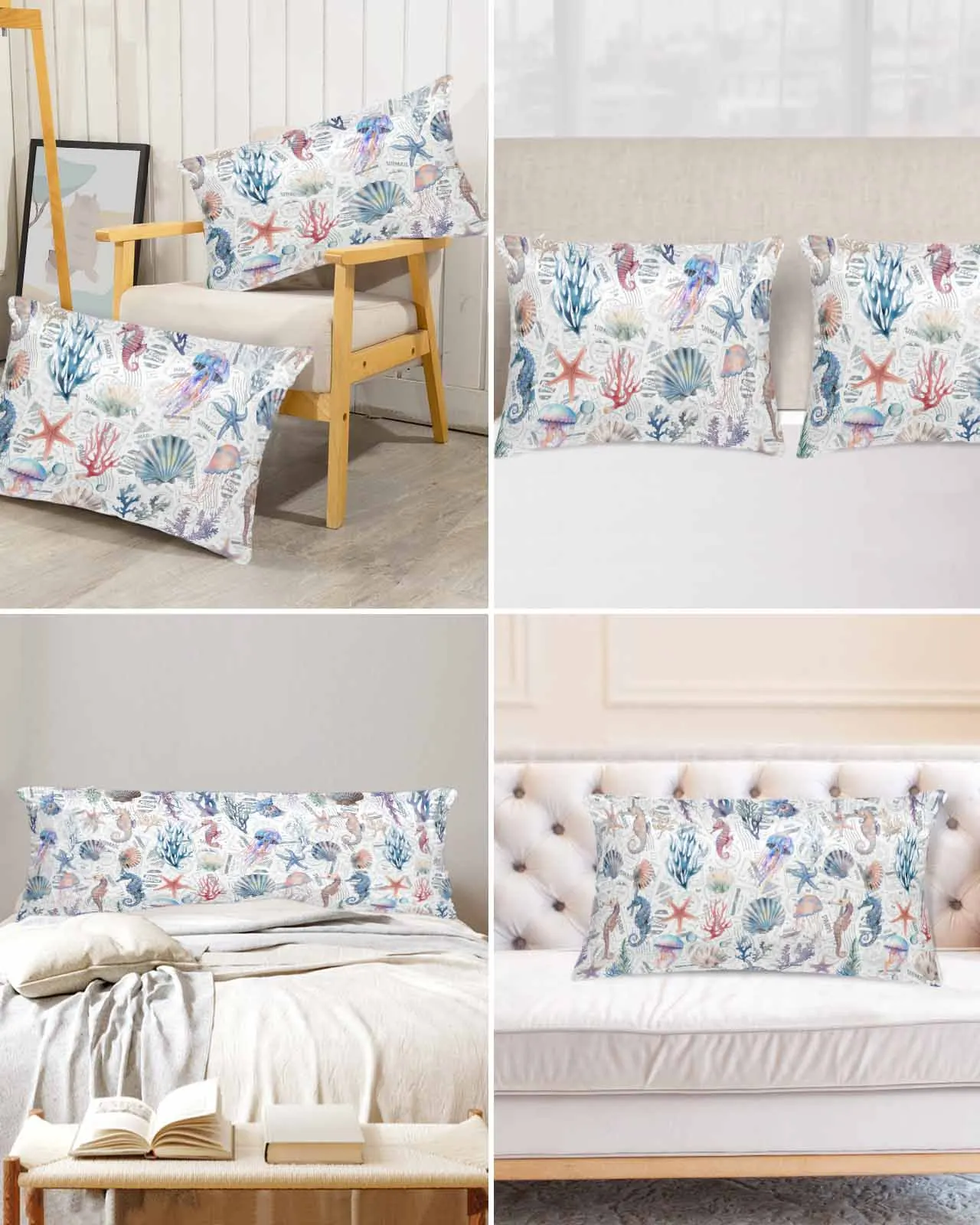 Летняя Акварельная кровать с навигацией по океану атласная наволочка 2 шт. чехол