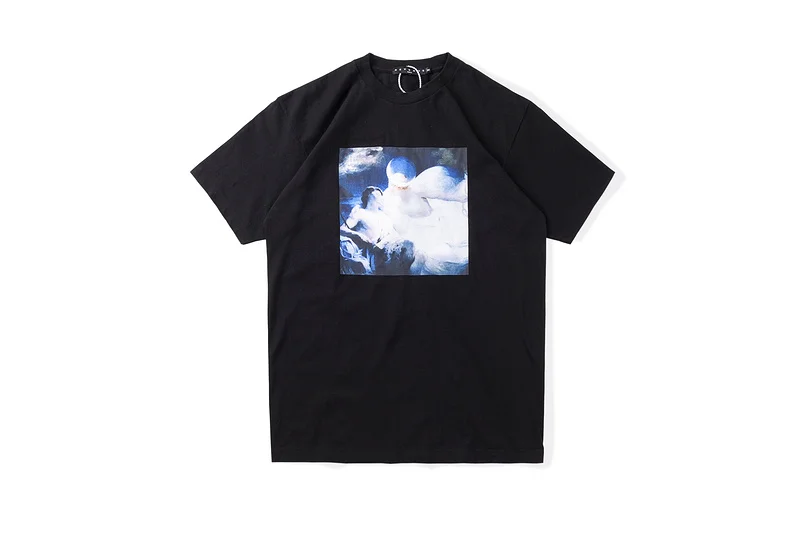 

Высококачественная футболка 2021ss с принтом белого неба для мужчин и женщин, парная футболка из 100% хлопка, футболка оверсайз в стиле хип-хоп