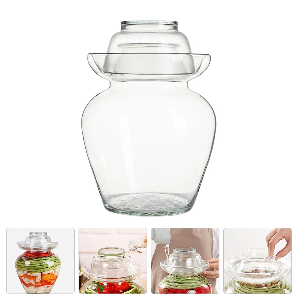 

Jar Glass Pickle Fermenting Fermentation Crock Can Storage Chinese Pot Sealedjars Kimchi Container Kitchen Brewing Lid