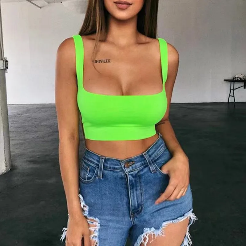 Кроп-Топ женский однотонный с лямкой на шее пикантная майка открытой спиной