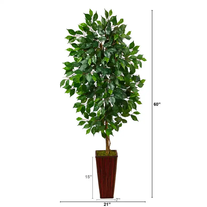 Ficus Artificial Tree in Bamboo Planter