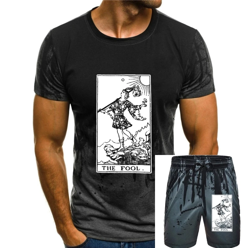 

The Fool Tarot Card Major Arcana tune Telling Occult Men's T Shirts Unique Tees Fitness T-Shirt Cotton Unique