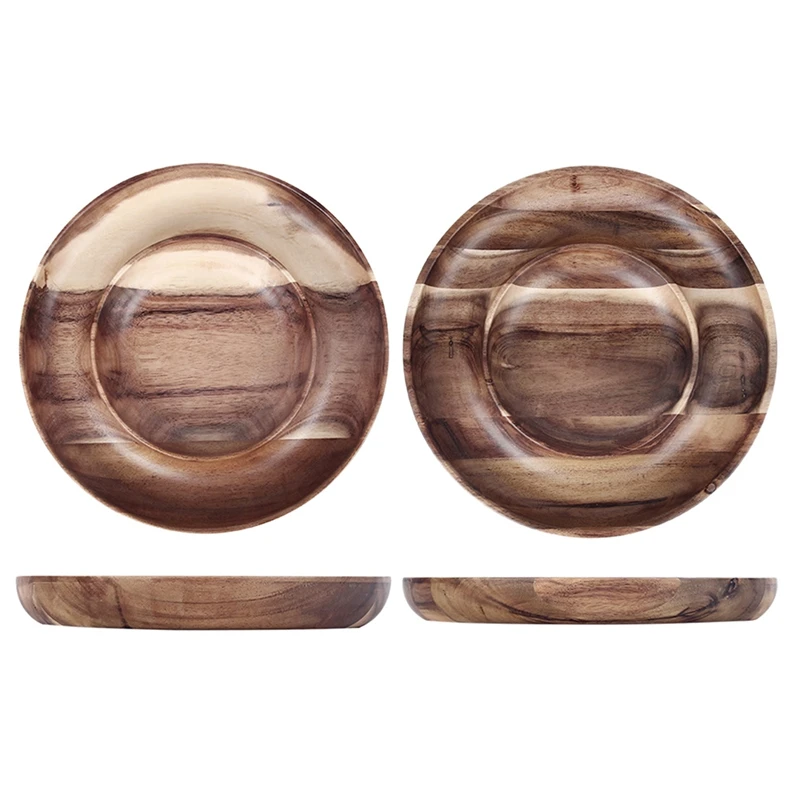 

Round Acacia Wood Plate Healthy Fruit Salad Snack Sushi Dessert Cake Serving Plate Kitchen Dinner Plate