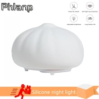 aswesaw usb rechargeable night light touch sensor bun silicone light creative bedroom decorative light for childrens gift