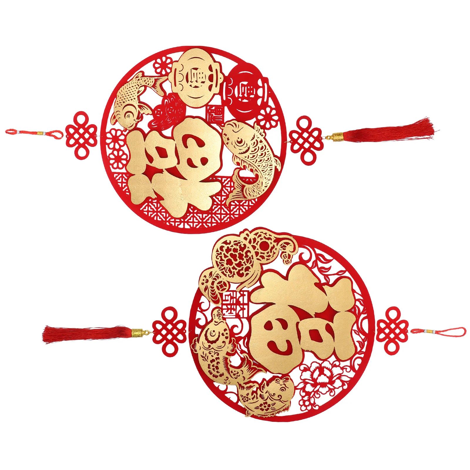 

2 Pcs Tree Ornaments Red Wreaths Front Door Chinese Red Knot Tassel Chinese Knot Pendant Red Ornament