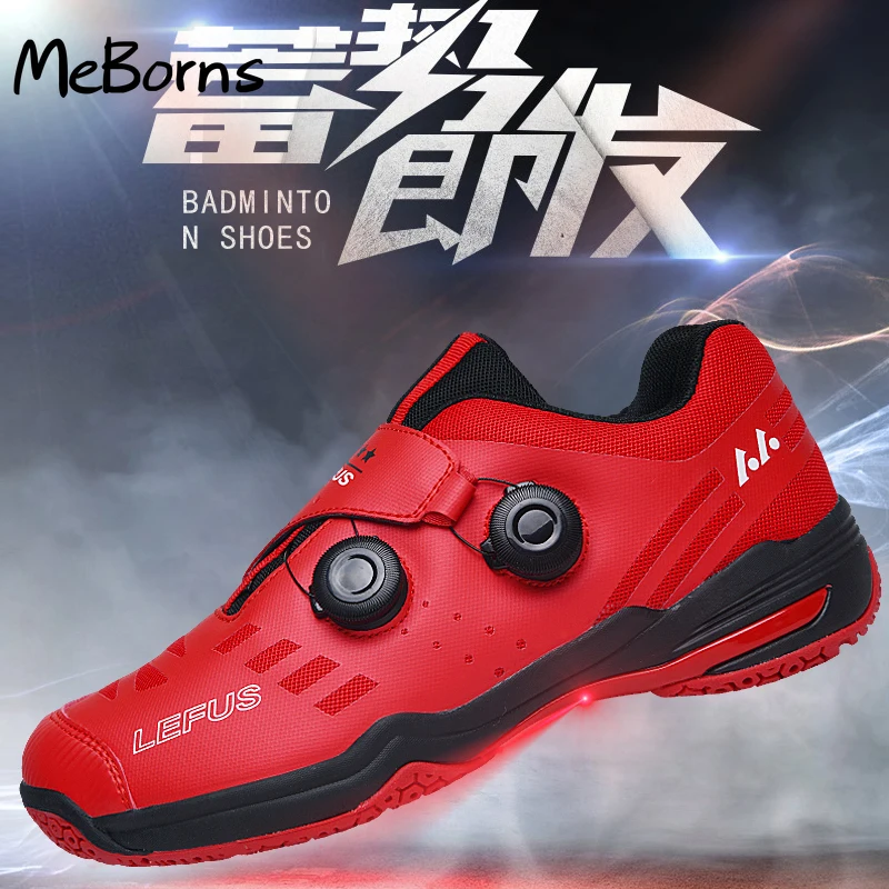 

Professional badminton shoes tennis sports volleyball shoes double rotating buckle automatic lace table tennis training shoes