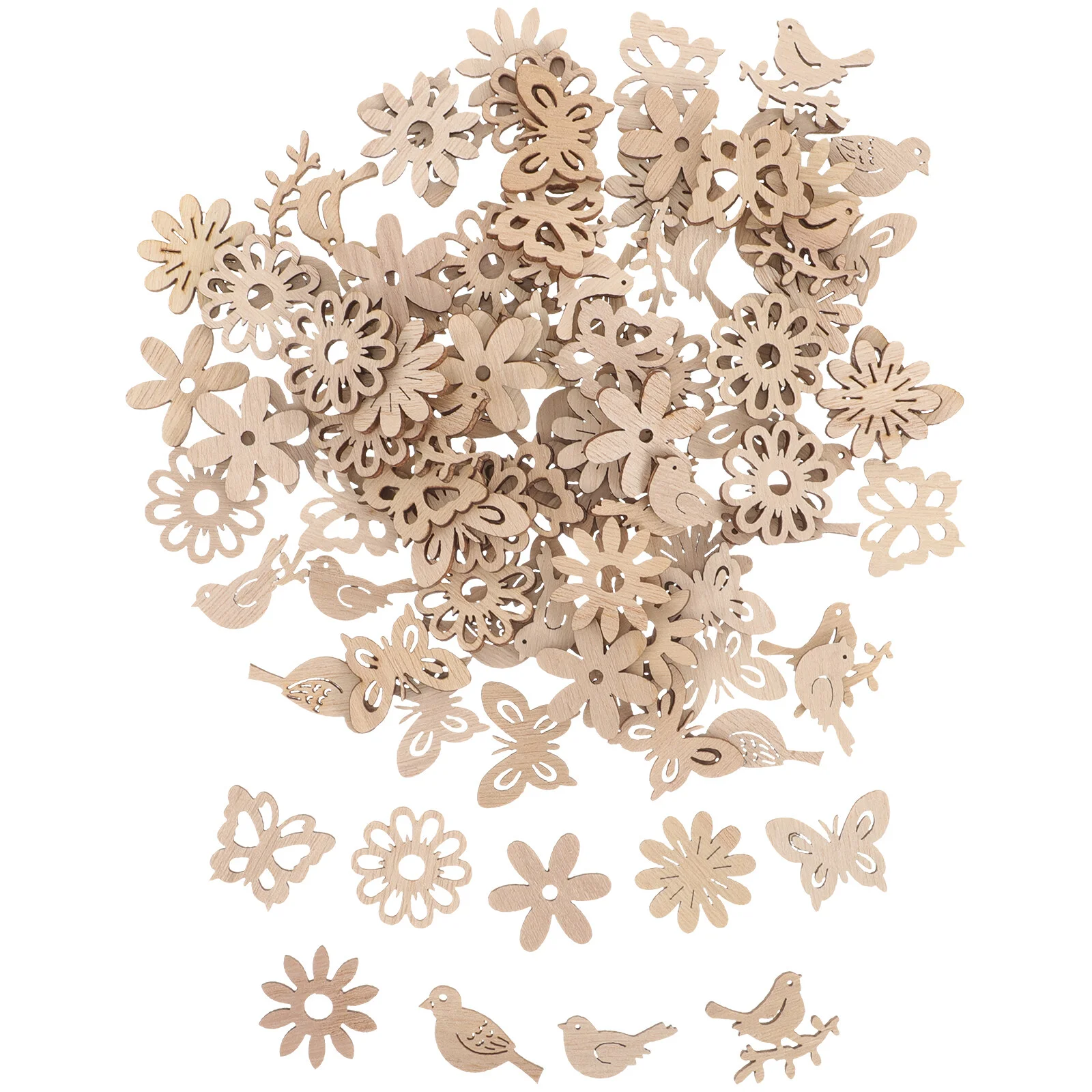 

100pcs Christmas Rustic Tableen Ornaments Unfinished Flower Bird Rustic Tableen Slice Rustic Table Gift Tags Christmas Tree