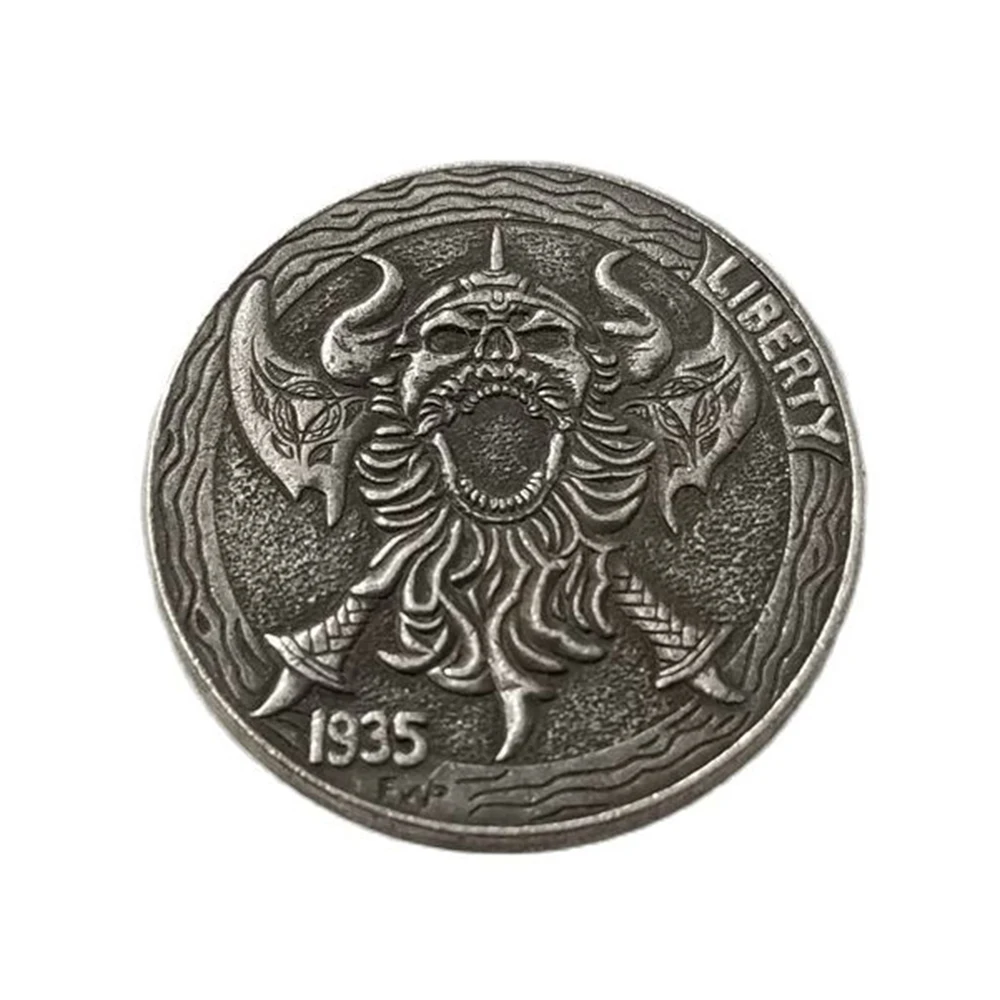 

1935 Hobo Commemorative Coin Collection -D Buffalo Nickel Demon Souvenir Home Decoration Crafts Desktop Ornament Gift