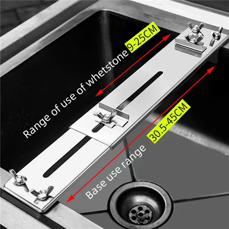 

Точилка для ножей из нержавеющей стали, камень для заточки, рама, ручные инструменты, нескользящий регулируемый кронштейн, для кухонной раковины