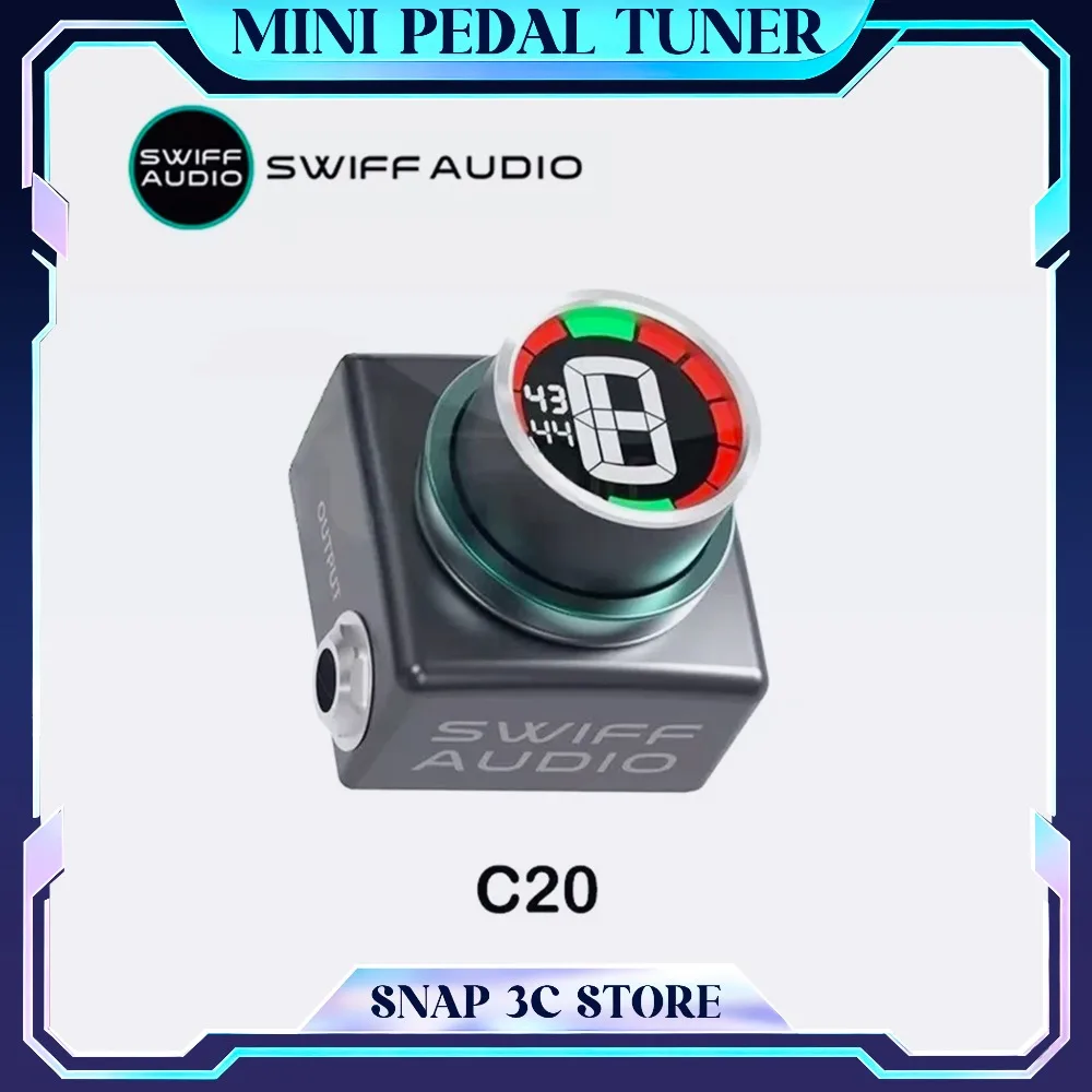 Фото SWIFF AUDIO C20 Мини-педальный тюнер, хроматический цифровой тюнер для гитары и бас-гитары, HD LED-дисплей, высокая точность A4 430-449 Гц №1