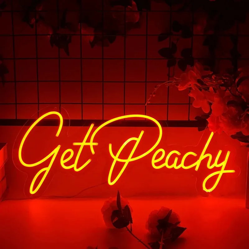Get Peachy Neon Sign,Wall Light Decor Bedroom,Peachy Party Sign,Handmade Neon Gifts for Her,Shop Neon Art,Neon Bar Sign