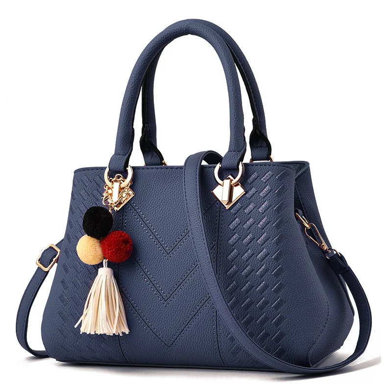 

Fashion Women Handbags Tassel PU Leather Totes Bag Top-handle Embroidery Crossbody Bag Shoulder Bag Lady Simple Style Hand Bags