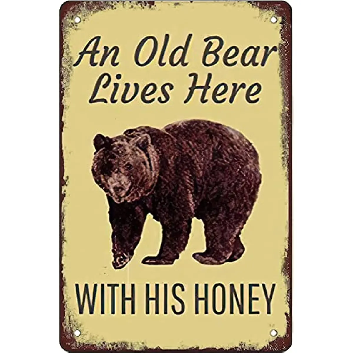 

Старый медведь живет здесь, с его милым Ретро винтажным металлическим жестяным знаком, Декор