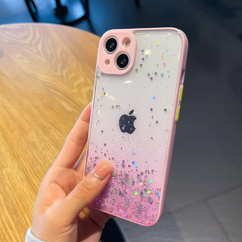 

Free Shipping Bling Glitter Sequins Clear Case For iPhone 11 12 13 Pro Max XS X XR 7 8 Plus SE 2020 Soft Shockproof Transparent