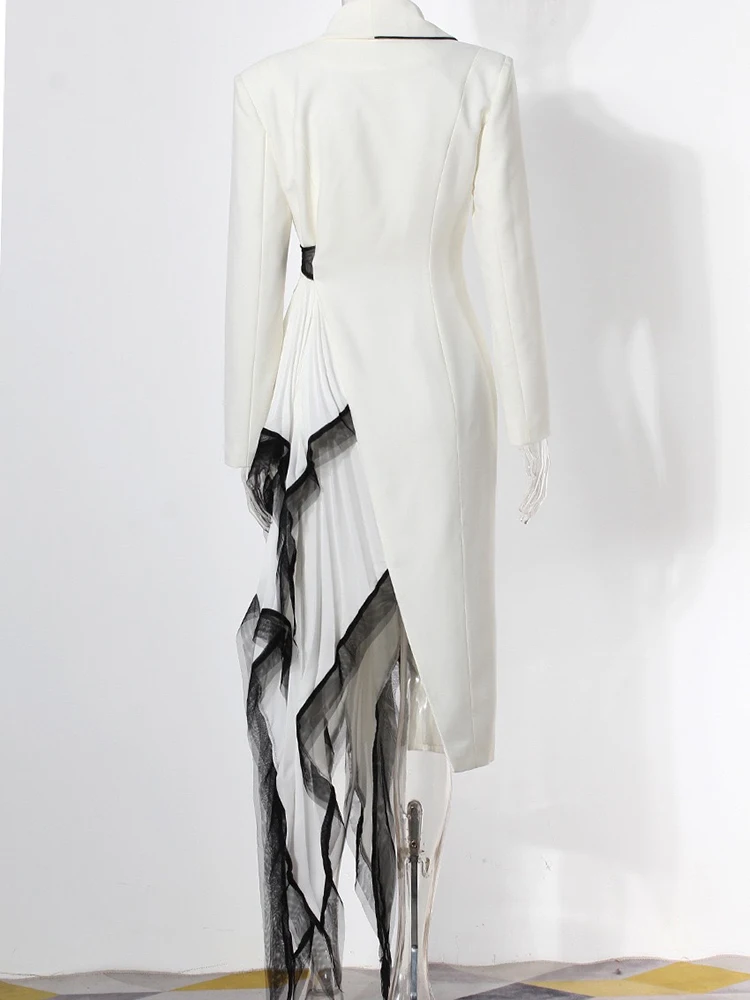 Весенний женский пиджак осенний цветной асимметричный на шнуровке с длинными