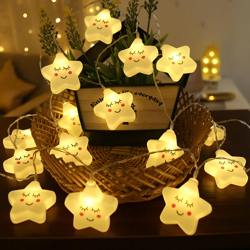 

6m/3m/1.5m Cute Star Clouds Led String Lights Fariy Street Garland Christmas Patio Room Lighting Wedding Decor Noel New Year DIY