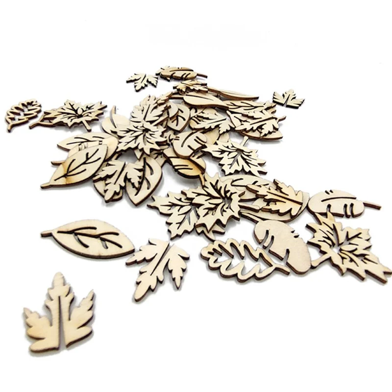 

20pcs Wooden Leaves Shapes Embellishments Ornaments Wooden Pieces Wooden Cutouts for Scrapbooking Card Making Sign Making