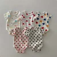 2022 summer new baby girl short sleeve bodysuit cute heart print infant girl jumpsuit fashion baby toddler clothes 0 24m