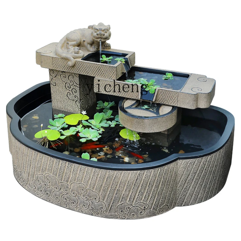 XL рыбный пруд с текущей водой уличная терраса украшение для циркулирующей воды