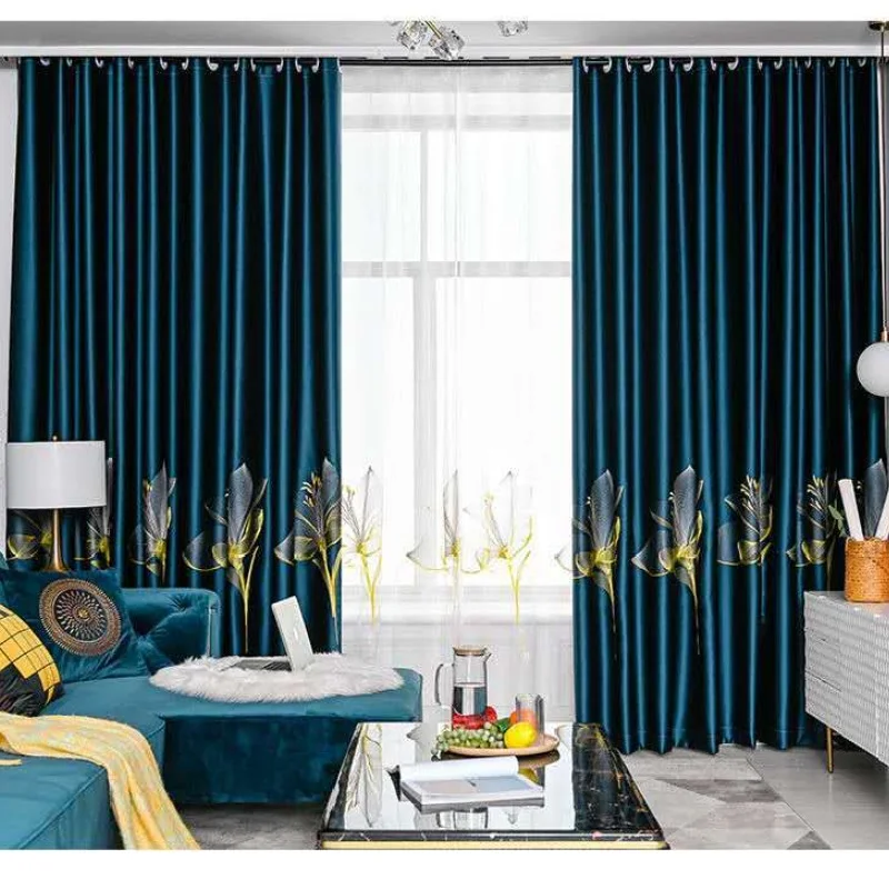 Шторы с вышивкой в виде лилии Роскошные роскошные занавески из королевского