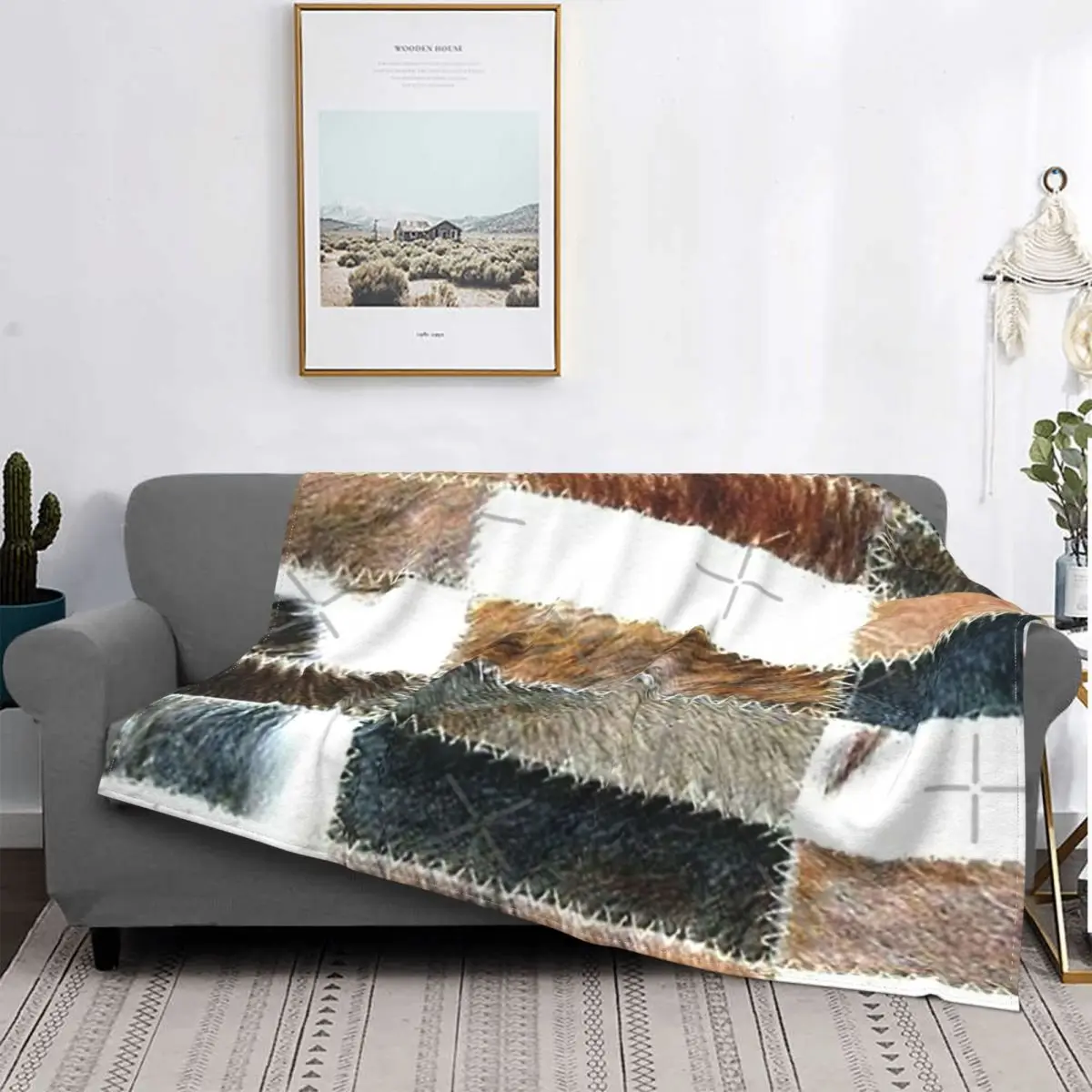 

Tan Cowhide Patchwork Rug 2 Blanket Bedspread On The Bed Anime Bedspreads For Double Bed Sofa Bed Decorative Sofa Blankets