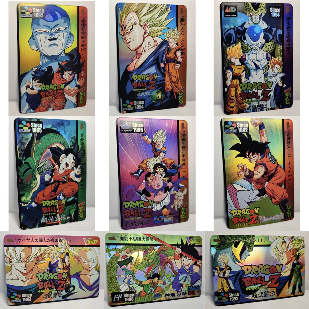

9Pcs/set Dragon Ball Flash Card Super Saiyan Goku Gohan Vegeta Frieza Shenron Classic Anime Collection Cards Gift Toys