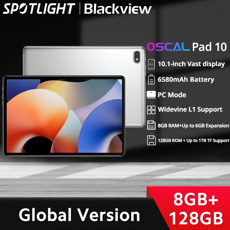 【World Premiere】Blackview Oscal Pad 10 10.1''  8GB 128GB 6580mAh Widevine L1 13MP 8MP Camera Octa core tablet  android  12