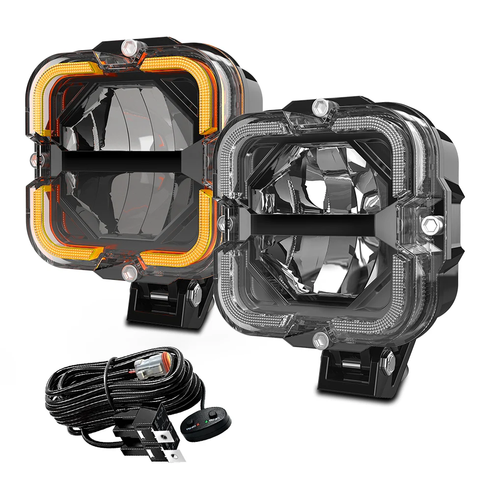 

60 Вт Автомобильный светодиодный рабочий свет, 12 В, точечный светильник с янтарными DRL, фары дальнего света для тракторов, лодок, авто бездорожья, 4x4, внедорожника, квадроцикла