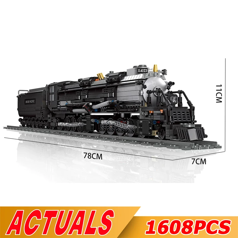 Паровозик Bigboy поезд строительные блоки городская модель ретро кирпичи MOC