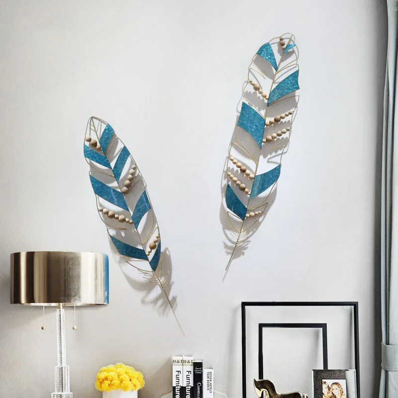 

Средиземноморские настенные украшения, креативное Кованое железное украшение ручной работы, подвесное цветное перо для гостиной, крыльца