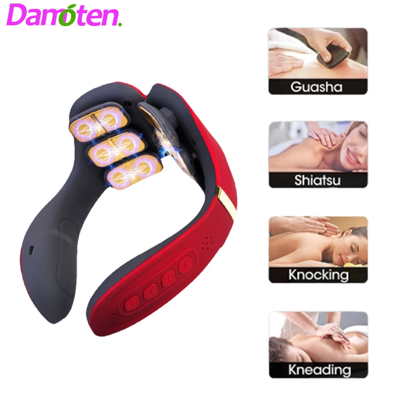 

12 Heads Neck Massager Pulse Magnetic Therapy Hot Compress Neck Protector 15 Gears WIth Remote Control Electric Cervical Massage