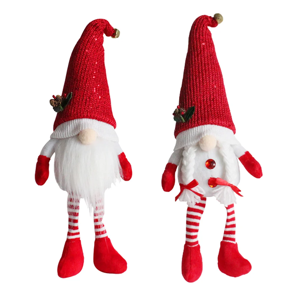 

Christmas Santa Elf Plush Faceless Adorable Ornaments Gnome Decor Festival Decoration Table Handmade Hanging Decors Scandinavian