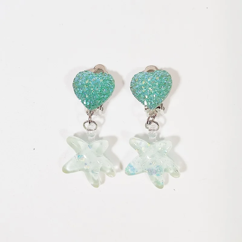 Детские фиолетовые акриловые клипсы-серьги с короной