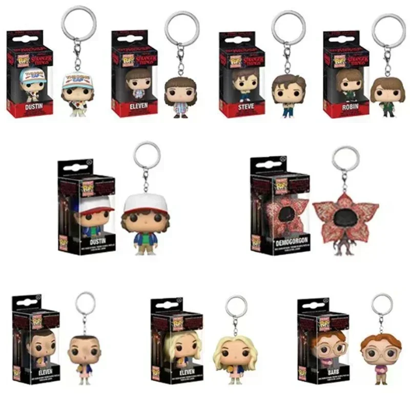 Фото Карманный брелок Funko ELEVEN demogorgon DUSTIN Barb steve, брелок для ключей, экшн-фигурка, Коллекционная модель, куклы, игрушки для детей, подарки №3