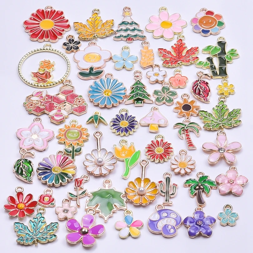 Эмалевые подвески цветок Маргаритка вишни Подсолнухи кленовый лист брелок
